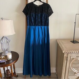 Stage Accents Performance Apparel girls blue & black lace full length dress
